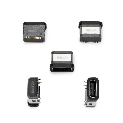 TYPE-C 16P母座防水四腳插板L=7.05帶柱 IPX6---(UC.01.51-1J-0001)_調整大小